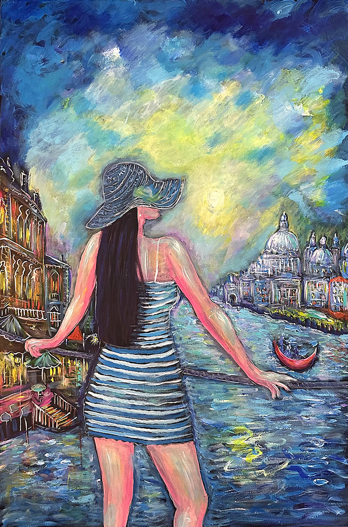 "Life Rushes into a City Museum", No2, acrylic on canvas, Bishop Maxim, 2024