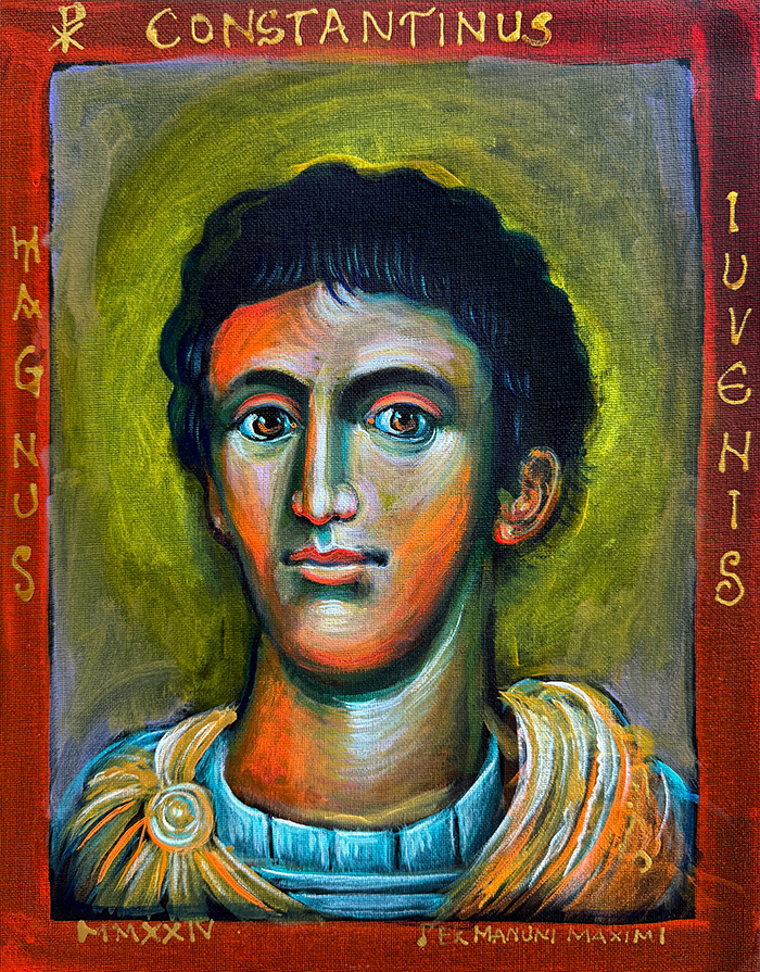 "Constantinus Magnus Iuvenis", acrylic on canvas panel, Bishop Maxim, 2024