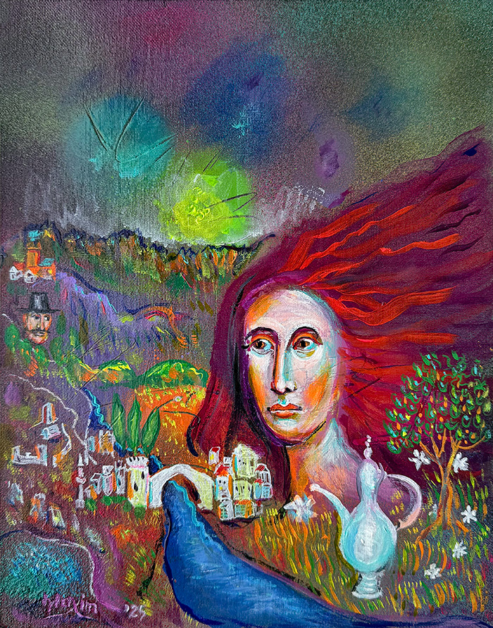 "She Who Watches Over Mostar", acrylic on canvas panel, Bishop Maxim, 2025