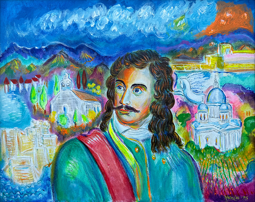 "Grof Sava Vladislavić: Visions Across Empires", acrylic on canvas panel, Bishop Maxim, 2025