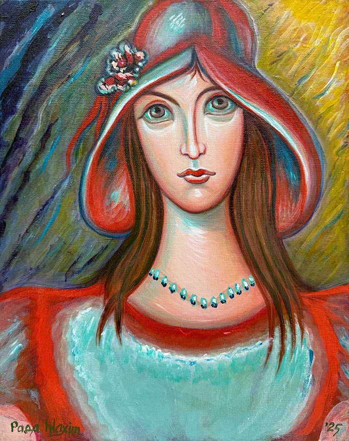 "Herzegovinian Woman in America", acrylic on canvas, Bishop Maxim & Radmila Vasiljevic, 2025