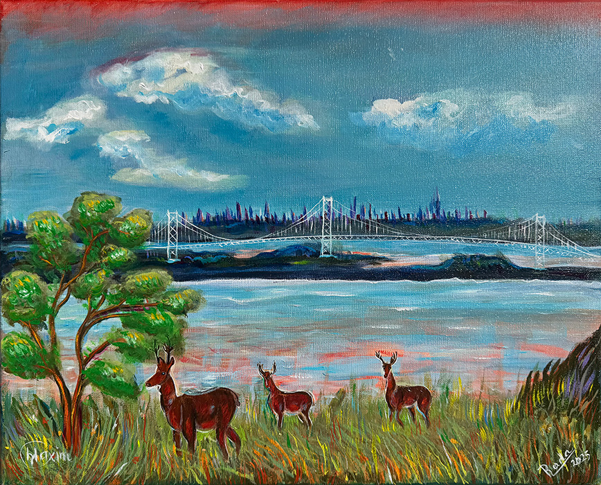 "Where Nature Breathes Into the City", acrylic on canvas, Rada Vasiljevic and Bishop Maxim, 2025