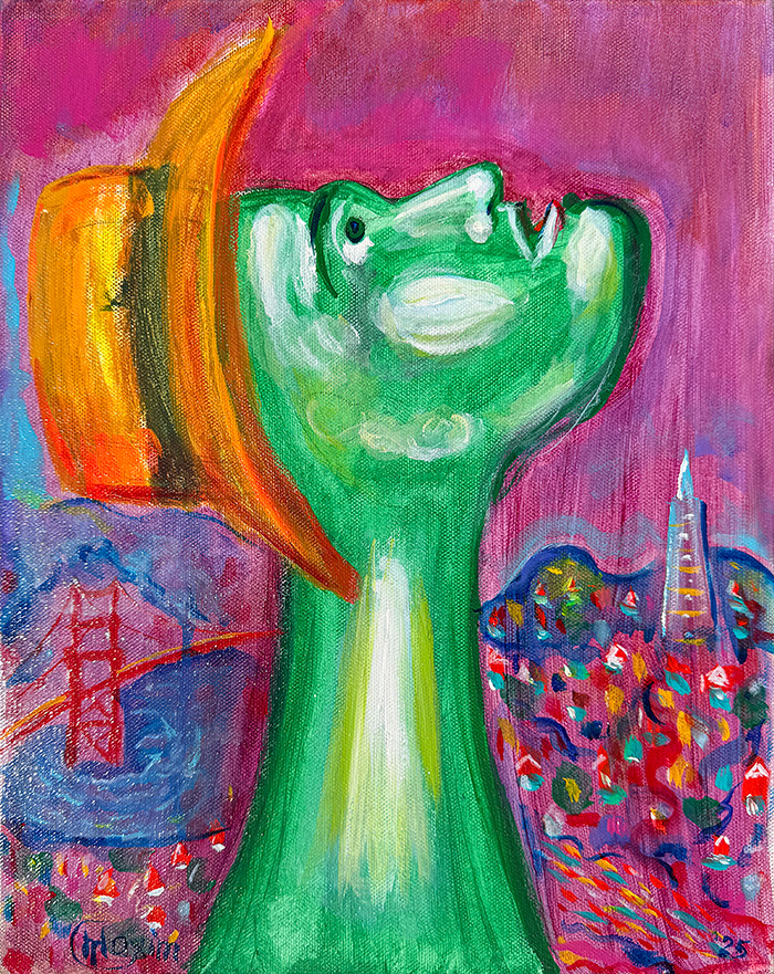 "Longing Beyond the Bay 1", acrylic on canvas, Bishop Maxim, 2025